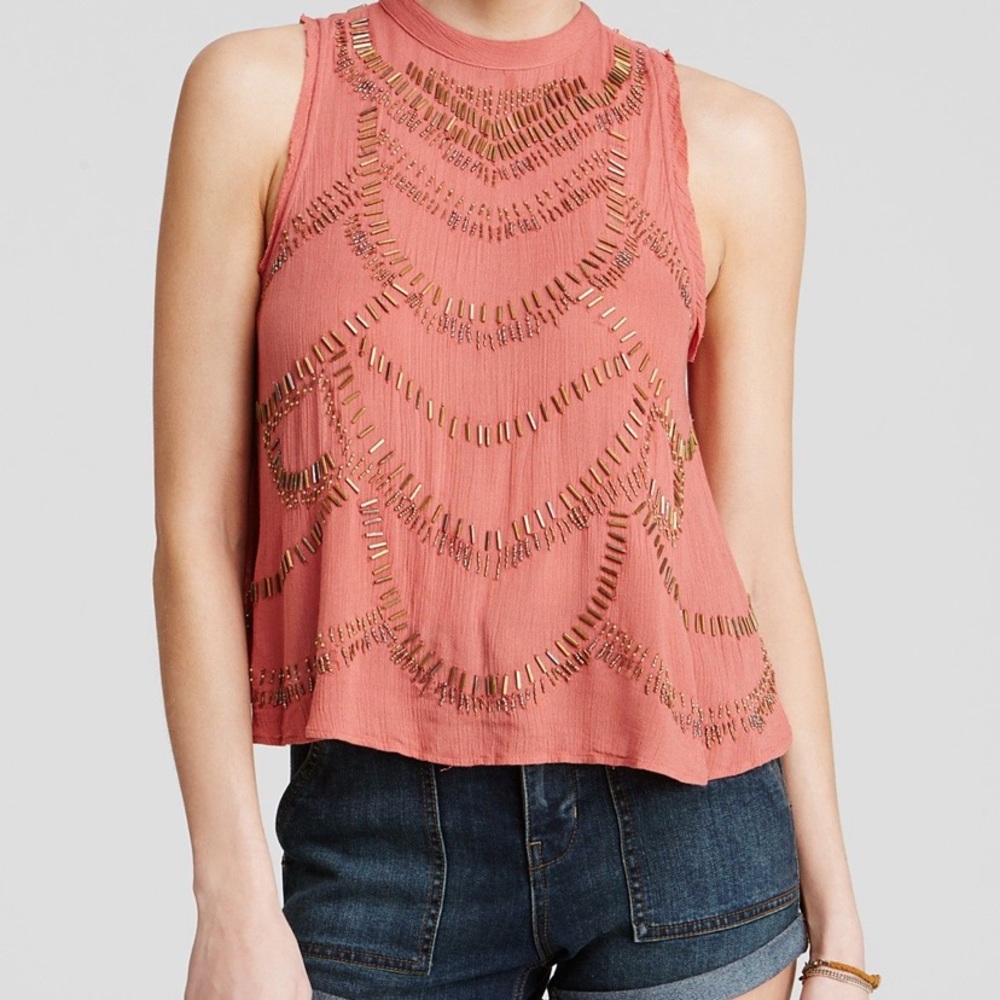 Free people beaded open back top